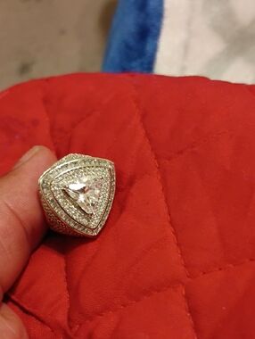 Triangular Halo moissanite  Statement Ring - 925 Sterling Silver